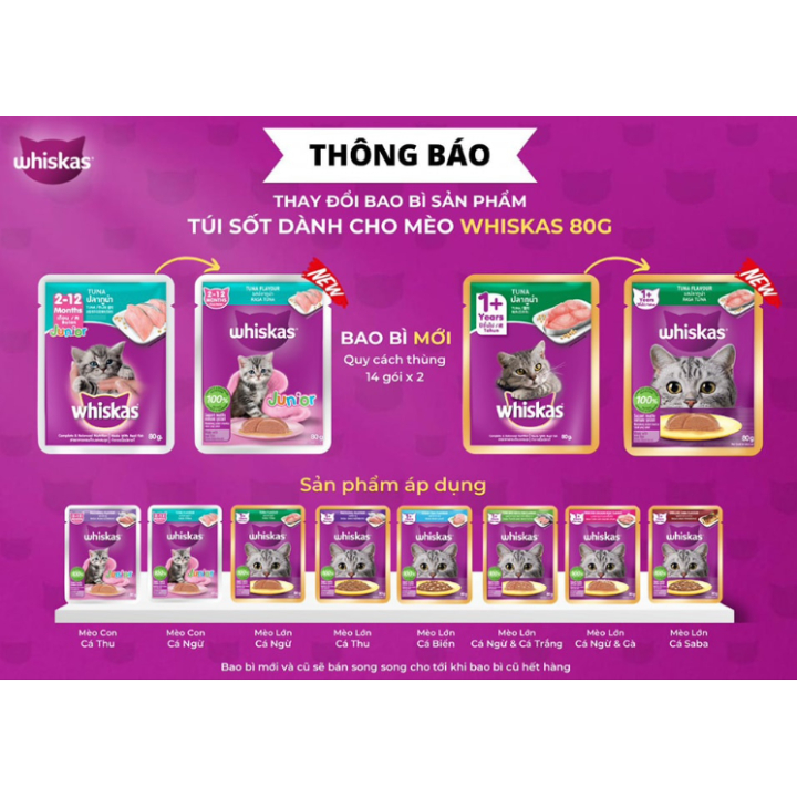 Pate Whiskas Cho Mèo Mọi Lứa Tuổi Giàu Dinh Dưỡng 80g