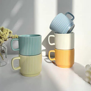 (SẴN- Giá dùng thử) Cốc sứ kẻ sọc màu pastel nhẹ nhàng phong cách Hàn Quốc - Ly sứ uống nước pha cà phê màu macaron