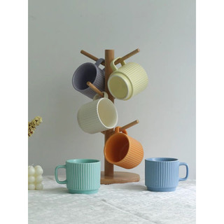 (SẴN- Giá dùng thử) Cốc sứ kẻ sọc màu pastel nhẹ nhàng phong cách Hàn Quốc - Ly sứ uống nước pha cà phê màu macaron