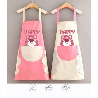 Tạp dề Gấu Dâu chống thấm nước,dầu mỡ phong cách hàn quốc siêu dễ thương