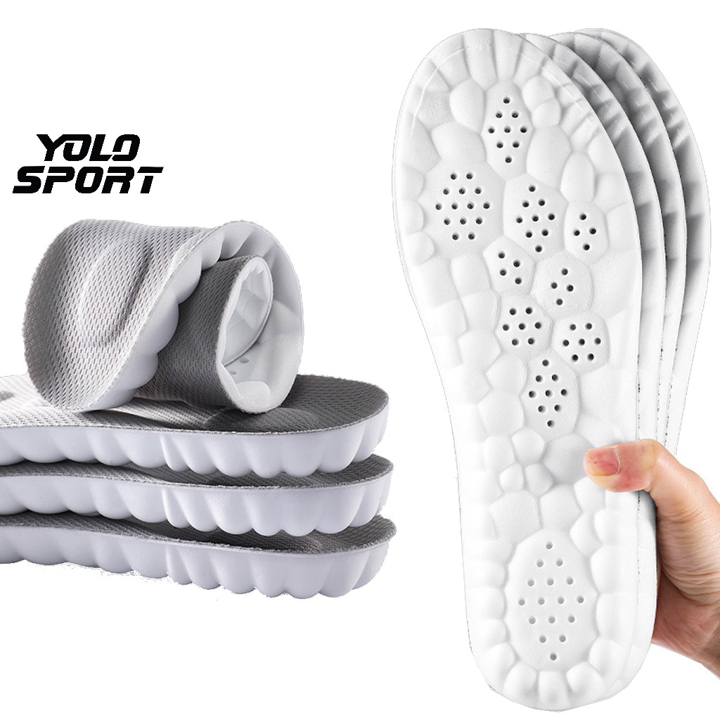 Lót Giày Thể Thao 4D Lưu Thông Cửu Huyệt Chất Cao Su Non Siêu Nhẹ Đàn Hồi Giảm Sóc Êm Chân Thoáng Khí Vận Động Thể Thao