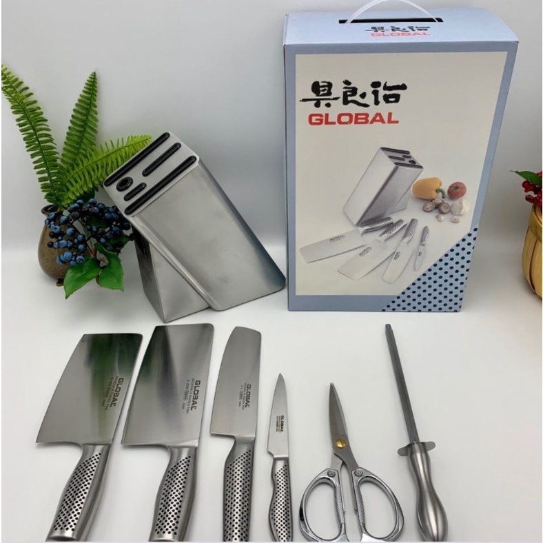 Bộ Dao Bếp Nhật Bản Cao Cấp 7 Món Chất Liệu Thép Không Gỉ Global Hàng Chính Hãng SP39