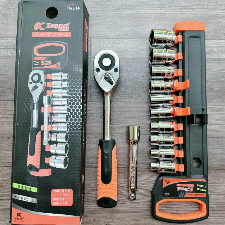 [CHÍNH HÃNG] Bộ Khẩu, Tuýp Sửa Chữa 12 Chi Tiết Kapusi Japan, Thép Crv Cao Cấp Không Rỉ SP42