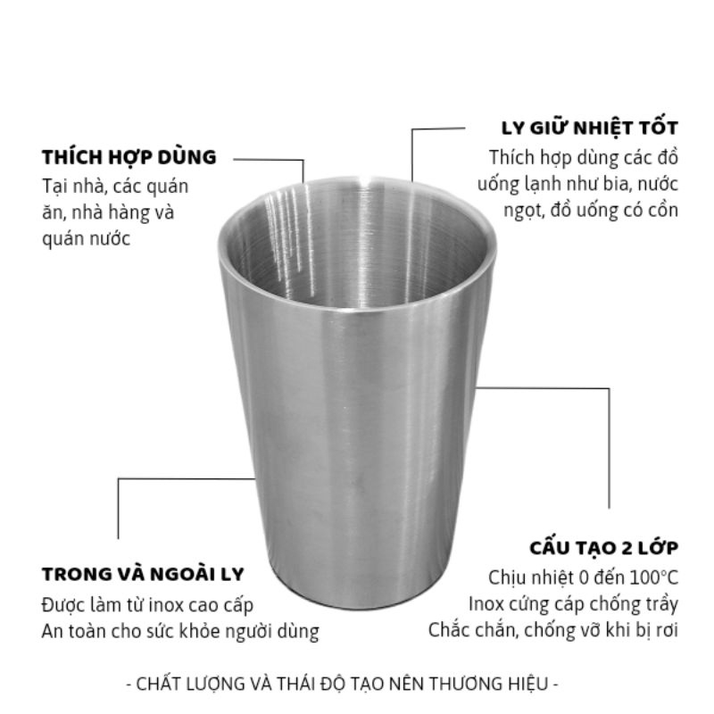 [CHÍNH HÃNG] Ly inox 2 Lớp 450ml Gorilla Chef Chuyên Dùng Uống Đá, Đồ Uống Lạnh SP46