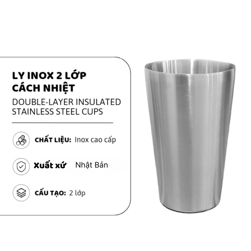 [CHÍNH HÃNG] Ly inox 2 Lớp 450ml Gorilla Chef Chuyên Dùng Uống Đá, Đồ Uống Lạnh SP46