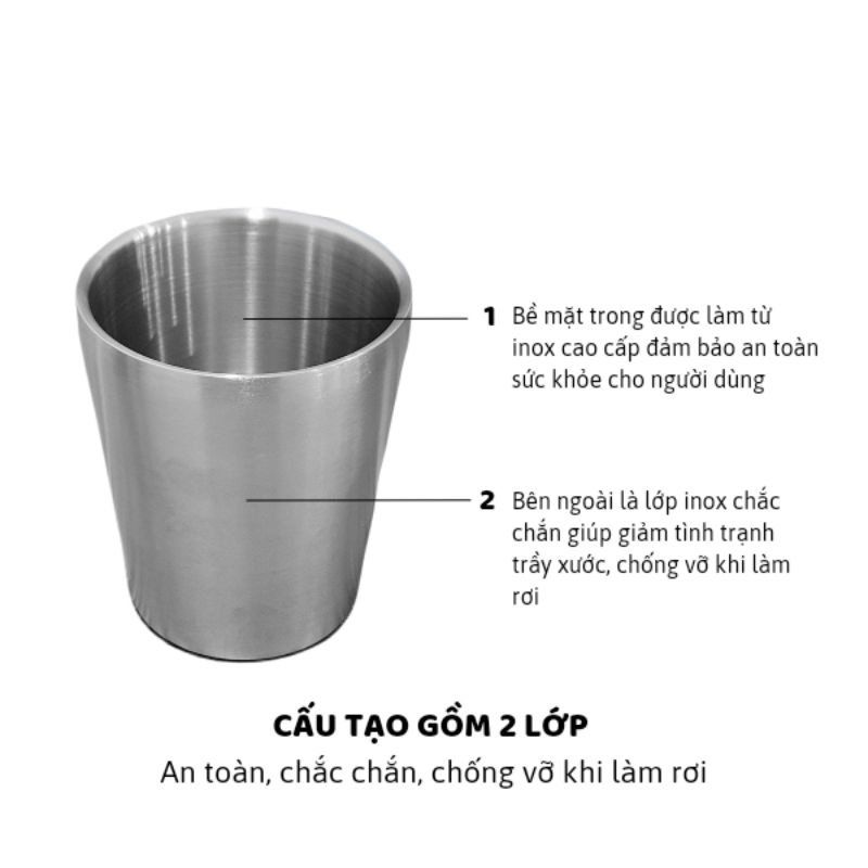 [CHÍNH HÃNG] Ly inox 2 Lớp 450ml Gorilla Chef Chuyên Dùng Uống Đá, Đồ Uống Lạnh SP46