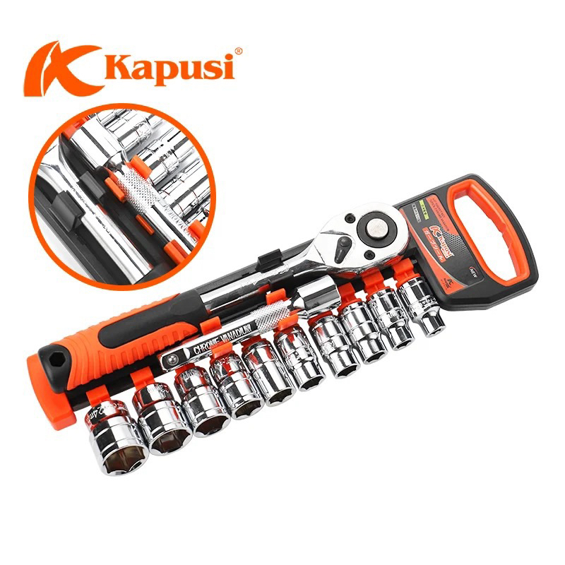[CHÍNH HÃNG] Bộ Khẩu, Tuýp Sửa Chữa 12 Chi Tiết Kapusi Japan, Thép Crv Cao Cấp Không Rỉ SP42