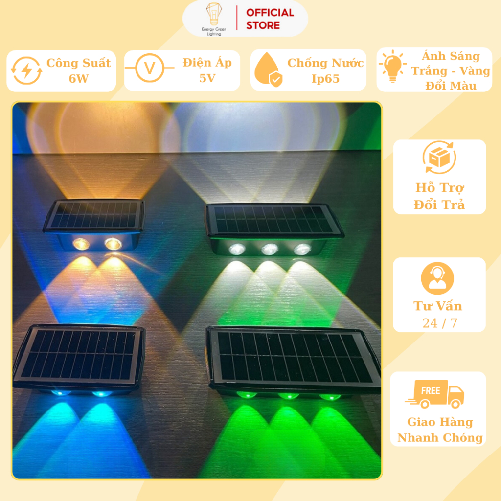 Ảnh Đèn Tường Energy Green Lighting 2 Đầu Chiếu Sáng - MT-121 - Sử Dụng Năng Lượng Mặt  Trời - BH 1 Năm 1