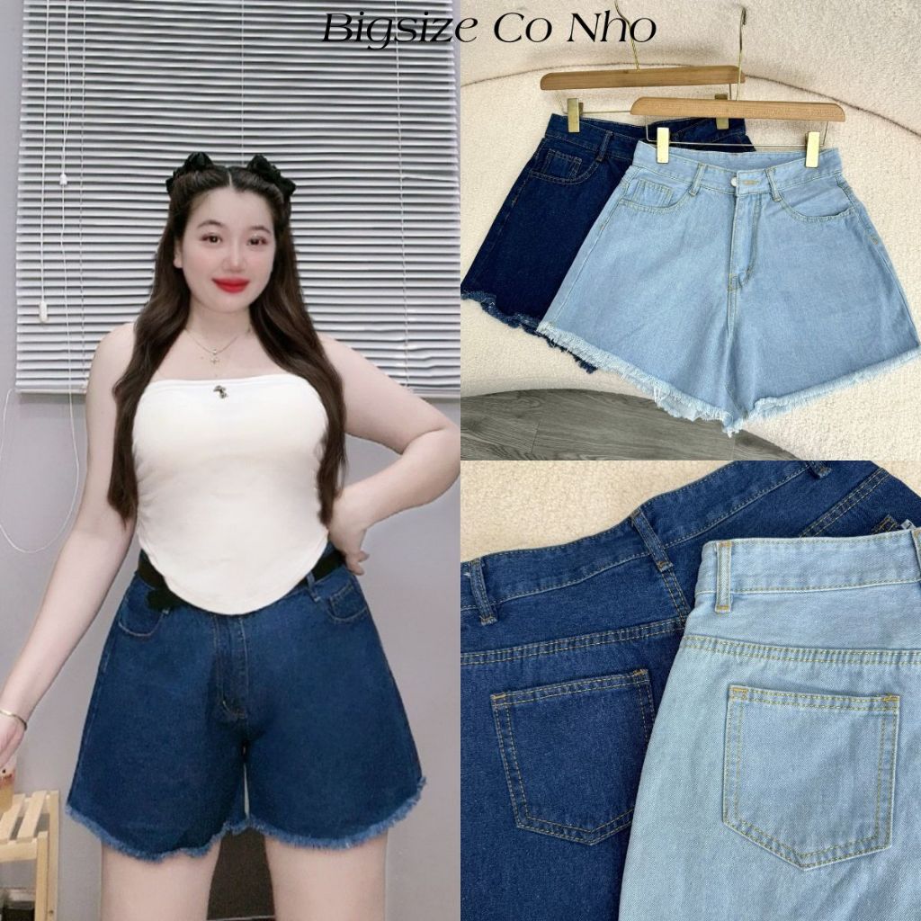 Quần Sort Jeans Rách Bigsize Nữ,Quần Đùi Lưng Cao Tôn Dáng Vải Không Co Giãn J1
