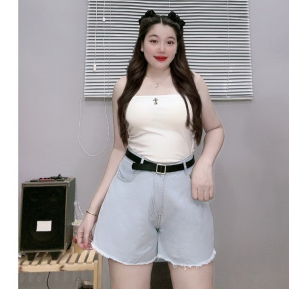 Quần Sort Jeans Rách Bigsize Nữ,Quần Đùi Lưng Cao Tôn Dáng Vải Không Co Giãn J1