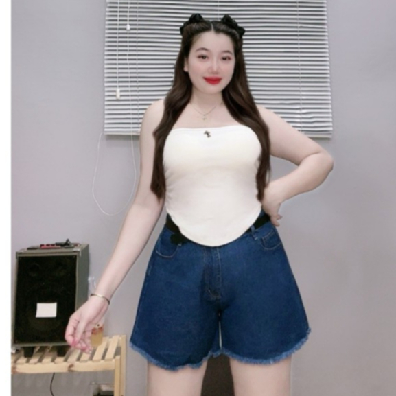 Quần Sort Jeans Rách Bigsize Nữ,Quần Đùi Lưng Cao Tôn Dáng Vải Không Co Giãn J1