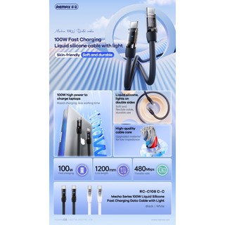 Cáp sạc nhanh Remax RC-C108 TypeC to TypeC PD 100W, dài 1.2M