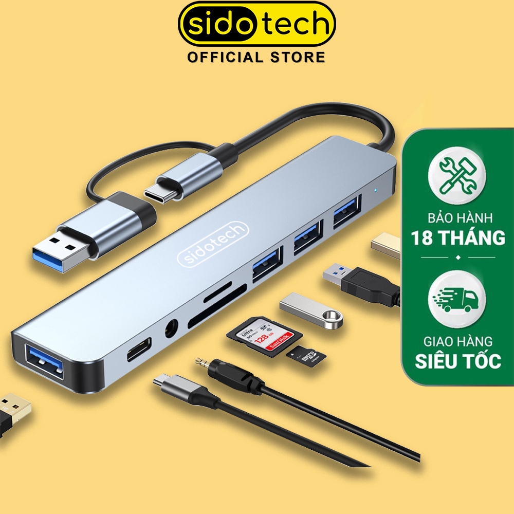 Hub type c usb 3.0 SIDOTECH 2 đầu 8 port in 1 cổng chuyển đổi tích hợp ...