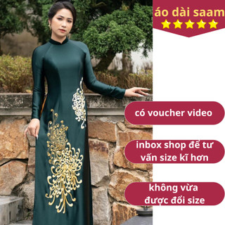 Áo dài bà sui trung niên Kim Cúc lụa tô châu cao cấp Áo dài Saam tay dài form truyền thống