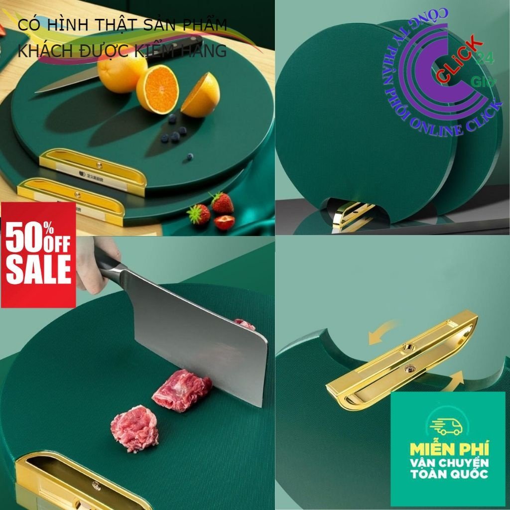 Thớt Xanh Xoay 360 độ Kháng Khuẩn Chống Nấm Mốc Siêu To Có Chân Đế Mạ Vàng Tự Đứng Được