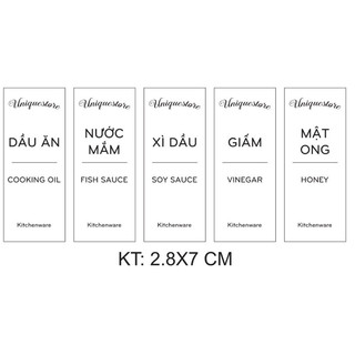 Tem dán tên các loại gia vị chống nước không rách khi đem rửa