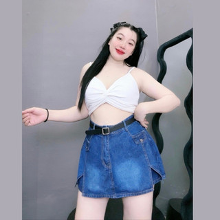 Quần Giả Váy Jeans Bigsize Nữ Dáng Váy Mini Ngắn Vải Jean Mềm Cạp Cao Tôn Dáng GV2/GV3