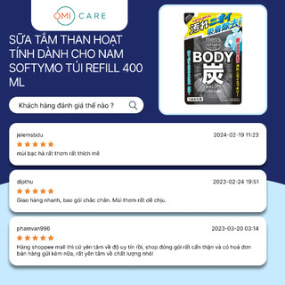 Sữa Tắm Than Hoạt Tính Dành Cho Nam Kose Men's Softymo Rinse In Scalp Shampoo (Charcoal) Túi Refill 400ml Nhật Bản