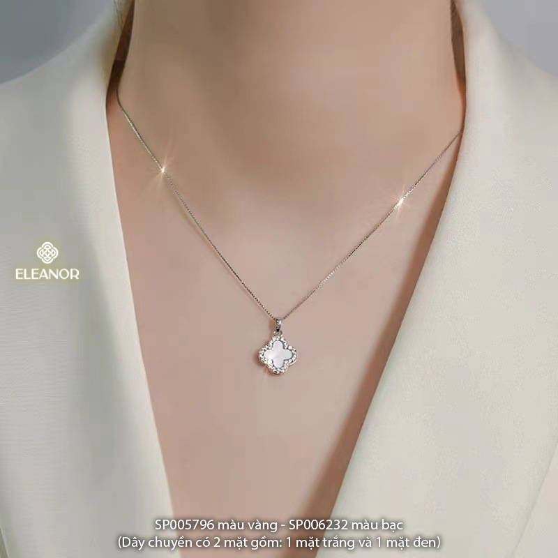 Dây chuyền nữ titan Eleanor Accessories lật mặt cỏ 4 lá hai màu phụ kiện trang sức vòng cổ 5796