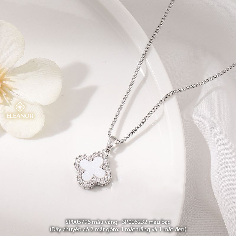 Dây chuyền nữ titan Eleanor Accessories lật mặt cỏ 4 lá hai màu phụ kiện trang sức vòng cổ 5796
