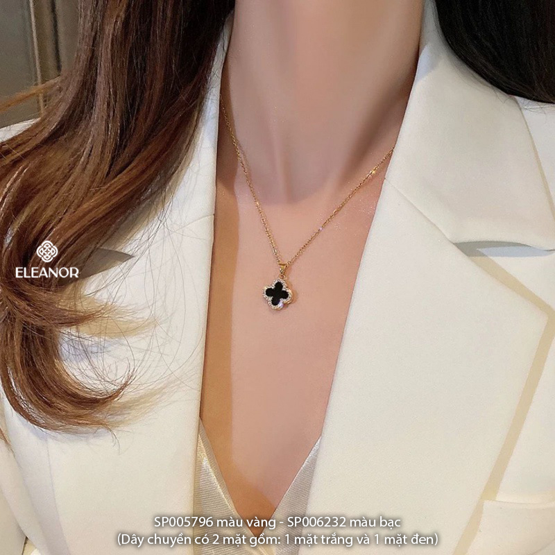 Dây chuyền nữ titan Eleanor Accessories lật mặt cỏ 4 lá hai màu phụ kiện trang sức vòng cổ 5796