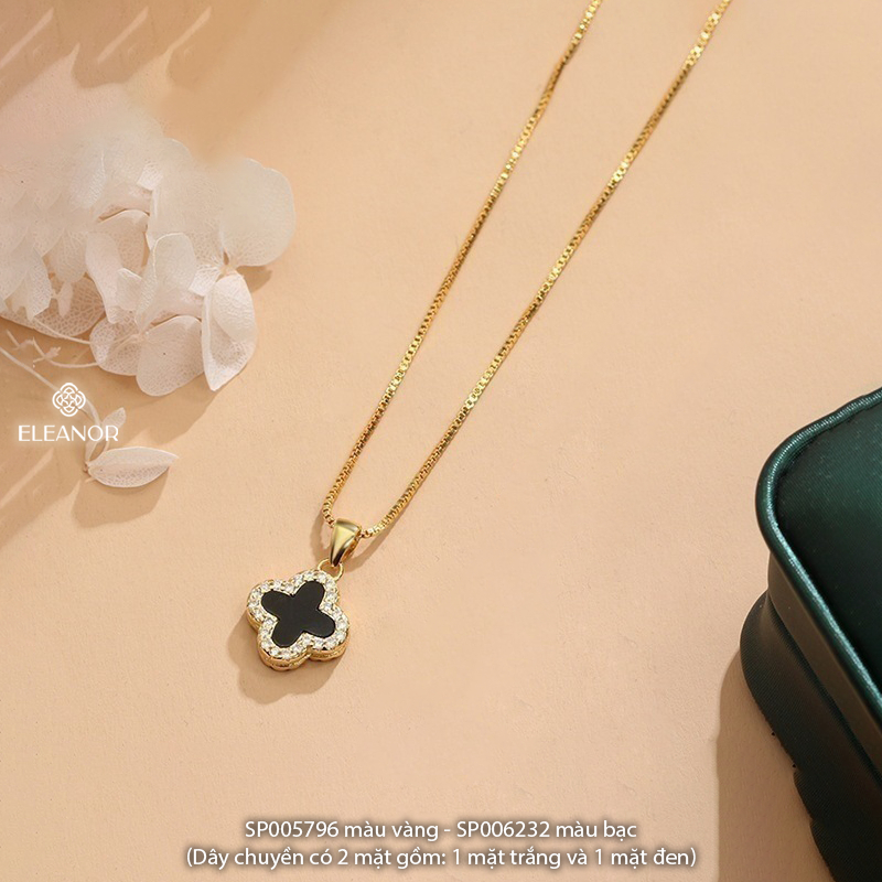 Dây chuyền nữ titan Eleanor Accessories lật mặt cỏ 4 lá hai màu phụ kiện trang sức vòng cổ 5796