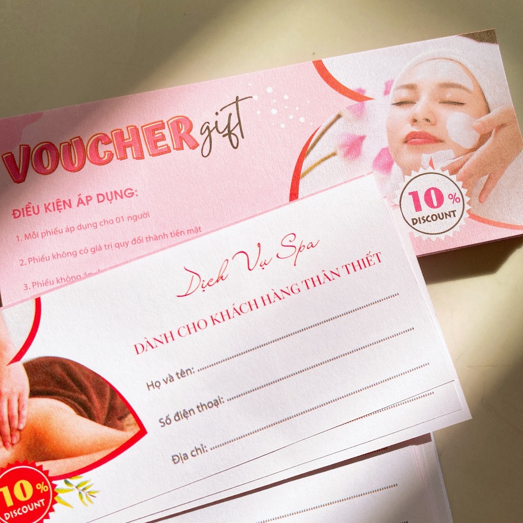 Thẻ giấy voucher .50 thẻ, giấy f100, size 145x60mm