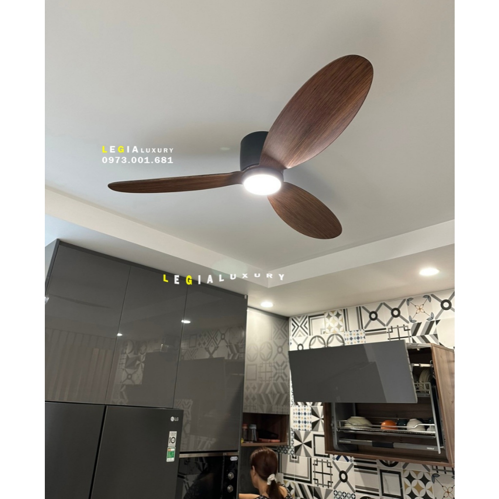 Ảnh Quạt Trần Cổ Ngắn 18cm LGFAN728 | Quạt trần ốp sát trần | Quạt trần cho chung cư trần thấp 2025 2
