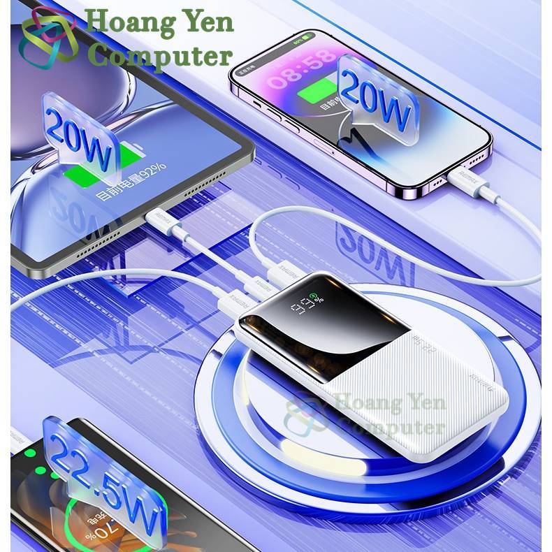 Sạc Dự Phòng Remax RPP-622 10000Mah Siêu Đẹp (Sạc Nhanh QC3.0 18W, 22.5W, PD20W, VOOC 2.0) - BH 1 Năm - Hoàng Yến
