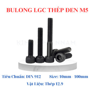 Bulong lục giác chìm đầu trụ thép đen M5 (5 li) đủ size từ 10mm - 100mm (set 20 con và set 10 con)
