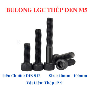 Bulong lục giác chìm đầu trụ thép đen M5 (5 li) đủ size từ 10mm - 100mm (set 20 con và set 10 con)