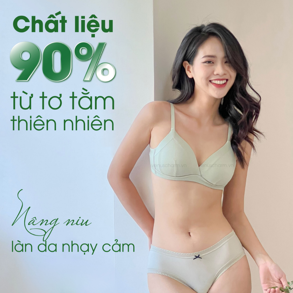 Ảnh Áo ngực nữ không gọng đệm mỏng chưa đến 0,5cm cotton tơ tằm êm ái thoáng mát Venus Charm 8005 2