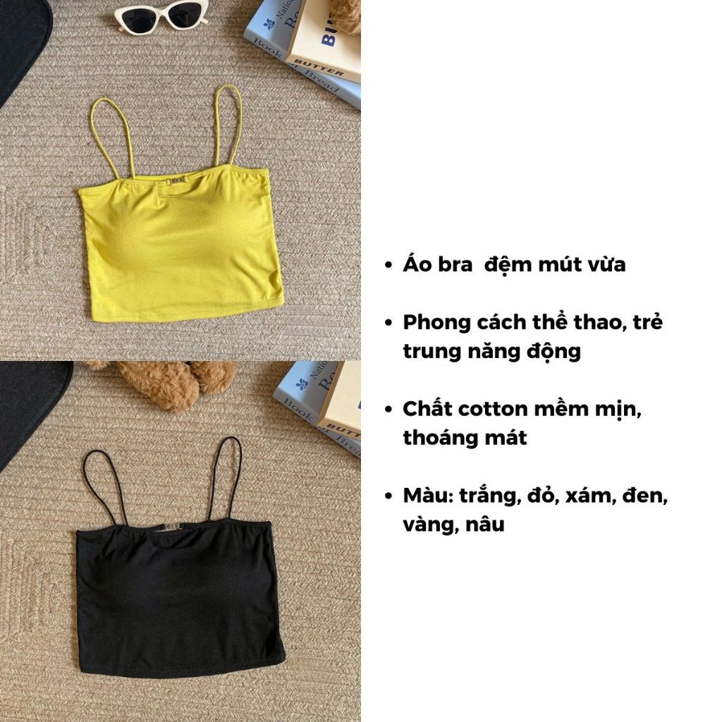 Áo bra không gọng nữ hai dây mảnh đệm mút thoáng khí nâng ngực kiểu dáng basic thể thao LANIXA B3034