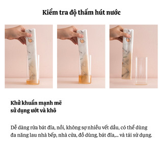 Cuộn khăn giấy vải lau đa năng 200 tờ, Khăn lau bếp, lau chén bát siêu thấm hút, tái sử dụng
