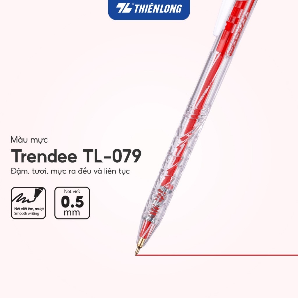 Product image Combo 5/10/20 Bút Bi Thiên Long TL-079 ngòi 0.5mm mực xanh/đỏ/đen nét viết thanh mảnh thiết kế trẻ trung năng động 2