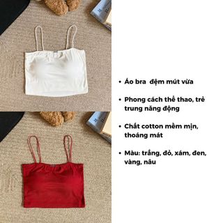 Áo bra hai dây không gọng đệm mút mỏng thoáng khí nâng ngực phong cách thể thao basic DEVARI B3034
