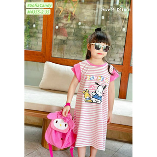 Thời trang trẻ em. Trang phục hè cho bé. Đầm cotton kẻ POCHACCO siêu hot bé gái 13-45kg