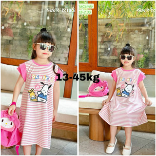 Thời trang trẻ em. Trang phục hè cho bé. Đầm cotton kẻ POCHACCO siêu hot bé gái 13-45kg