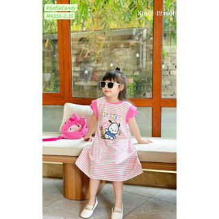 Thời trang trẻ em. Trang phục hè cho bé. Đầm cotton kẻ POCHACCO siêu hot bé gái 13-45kg