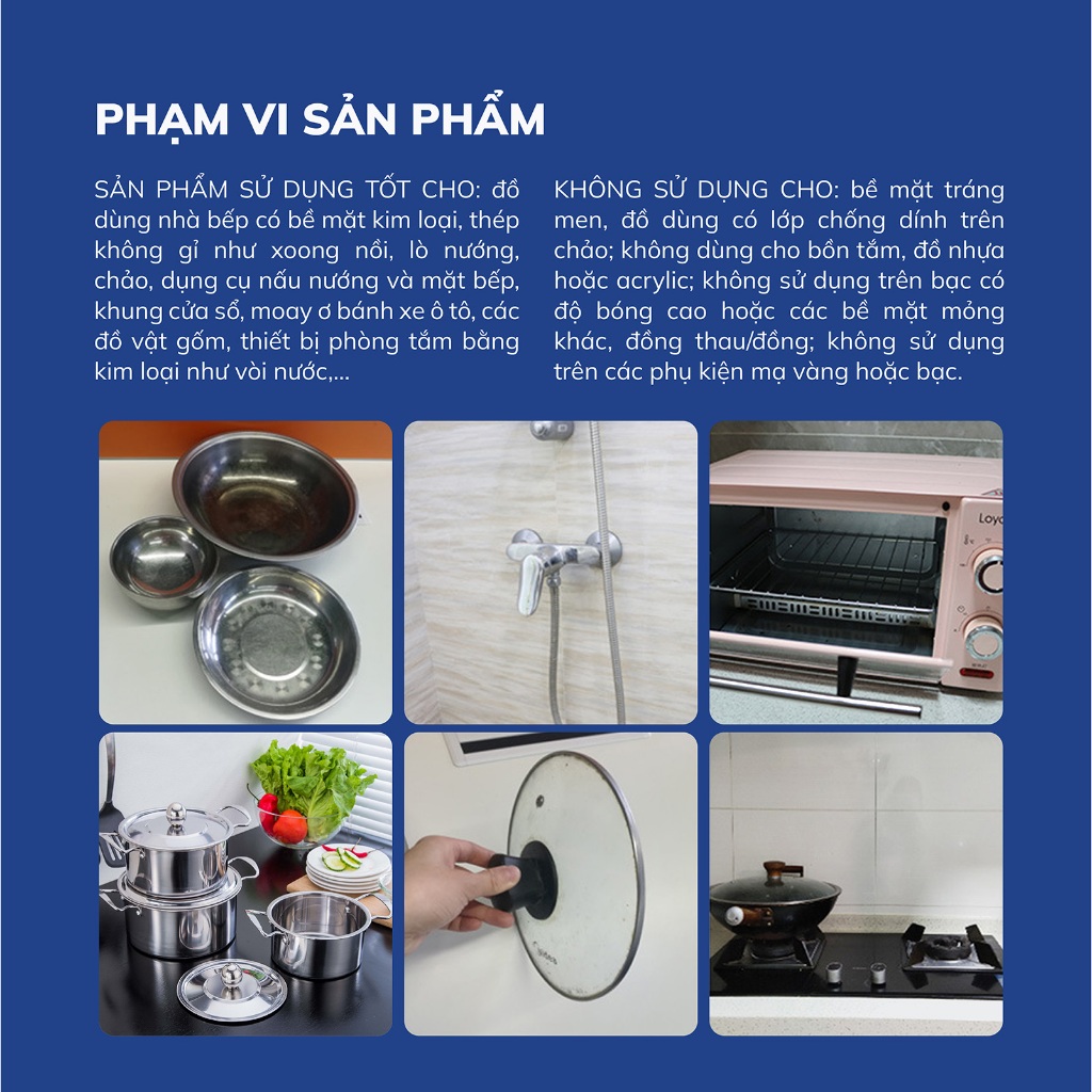 Kem tẩy xoong nồi CleanZ 500g đa năng Hàn Quốc đánh tan mọi cặn bẩn, bột tẩy trắng xoong nồi