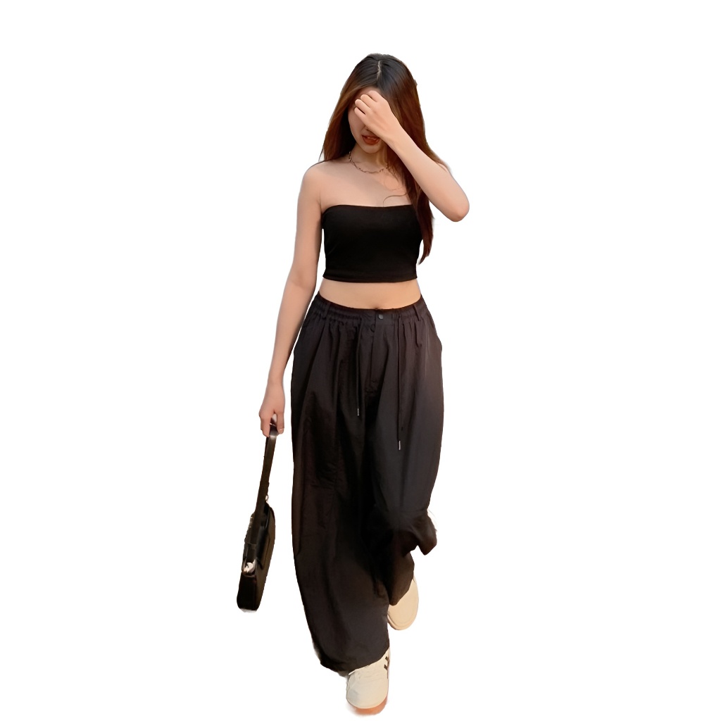 Quần Harem BLACKDOKI Dáng Rộng Vintage Nhật Bản Lưng Chun Nam Nữ