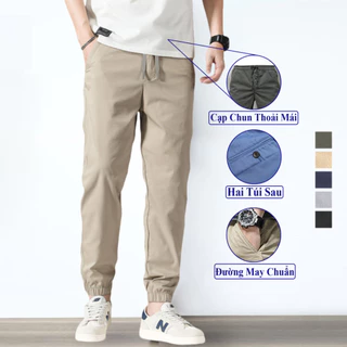 Quần Jogger Nam Kaki VICENZO Cạp Chun Bo Gấu Vải Cotton Mềm Sau Khi Giặt Phong Cách Trẻ Trung