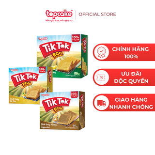 Combo 2 hộp bánh trứng TIK TOK 3 vị Sầu riêng, Bơ sữa & Cappuccino hộp 20 cái