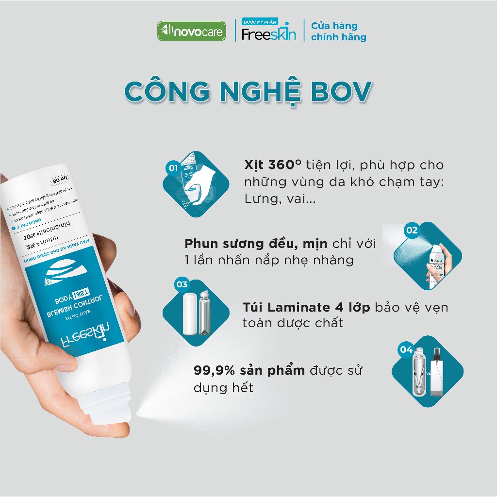 Ảnh Xịt mờ thâm 360 độ Novocare - Freeskin Blemish Control Body Mist 80ml 2