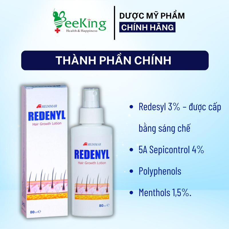 Lotion chống rụng tóc và kích thích mọc tóc Redenyl 80ml- Xuất xứ Châu Âu(Hy Lạp)