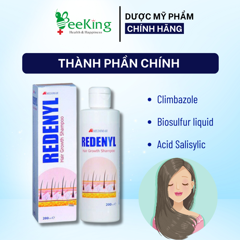 REDENYL - Dầu gội cho đầu tăng tiết bã nhờn, da dầu, nấm đầu, gàu, vảy nến, lang ben, rụng tóc 200ml