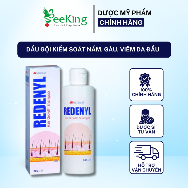 REDENYL - Dầu gội cho đầu tăng tiết bã nhờn, da dầu, nấm đầu, gàu, vảy nến, lang ben, rụng tóc 200ml