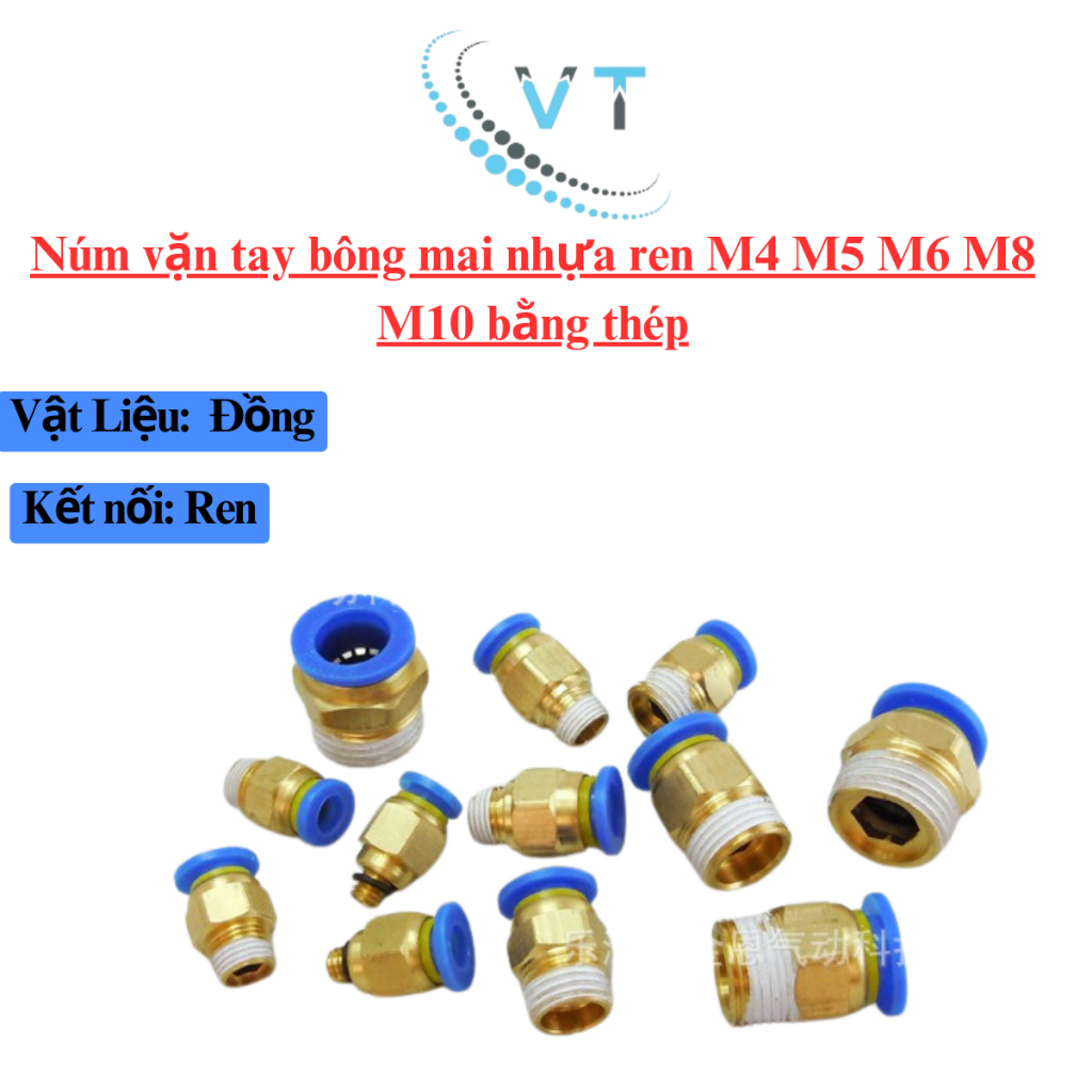 Ốc ren ngoài chân ren (13,17,21mm)ra ống (6,8,10,12mm)