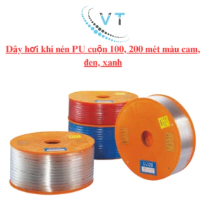 Dây hơi khí nén PU cuộn 100, 200 mét màu cam, đen, xanh ASK