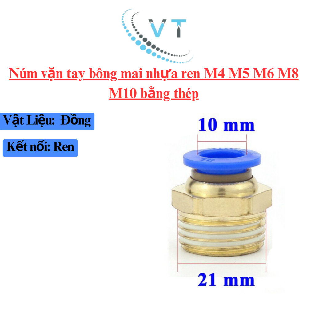 Ốc ren ngoài chân ren (13,17,21mm)ra ống (6,8,10,12mm)